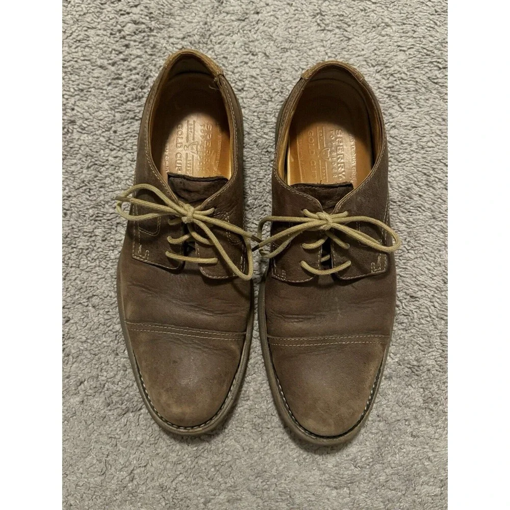Sperry Oxfords Mens Size 9 M Brown Gold Cup Wingtip‎ Lambskin Lined Shoes 61440